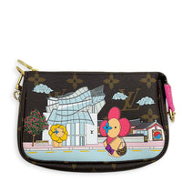 Mini Pochette Accessoires Pouch Fuchsia in Monogram Coated Canvas, Gold hardware