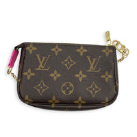 Mini Pochette Accessoires Pouch Fuchsia in Monogram Coated Canvas, Gold hardware