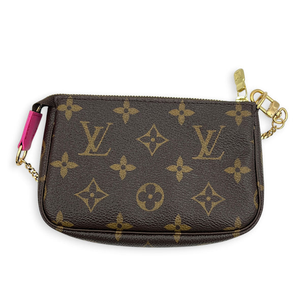 Mini Pochette Accessoires Pouch Fuchsia in Monogram Coated Canvas, Gold hardware