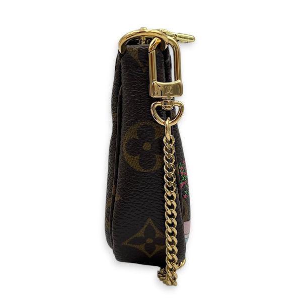 Mini Pochette Accessoires Pouch Fuchsia in Monogram Coated Canvas, Gold hardware