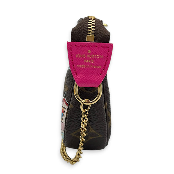 Mini Pochette Accessoires Pouch Fuchsia in Monogram Coated Canvas, Gold hardware