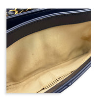 CC Quilted Chain Blue Shoulder Bag in Calfskin, Gold hardware