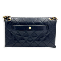 CC Quilted Chain Blue Shoulder Bag in Calfskin, Gold hardware