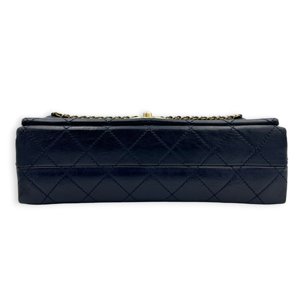 CC Quilted Chain Blue Shoulder Bag in Calfskin, Gold hardware