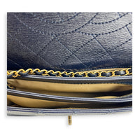CC Quilted Chain Blue Shoulder Bag in Calfskin, Gold hardware