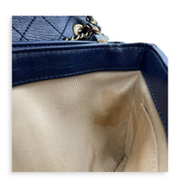 CC Quilted Chain Blue Shoulder Bag in Calfskin, Gold hardware