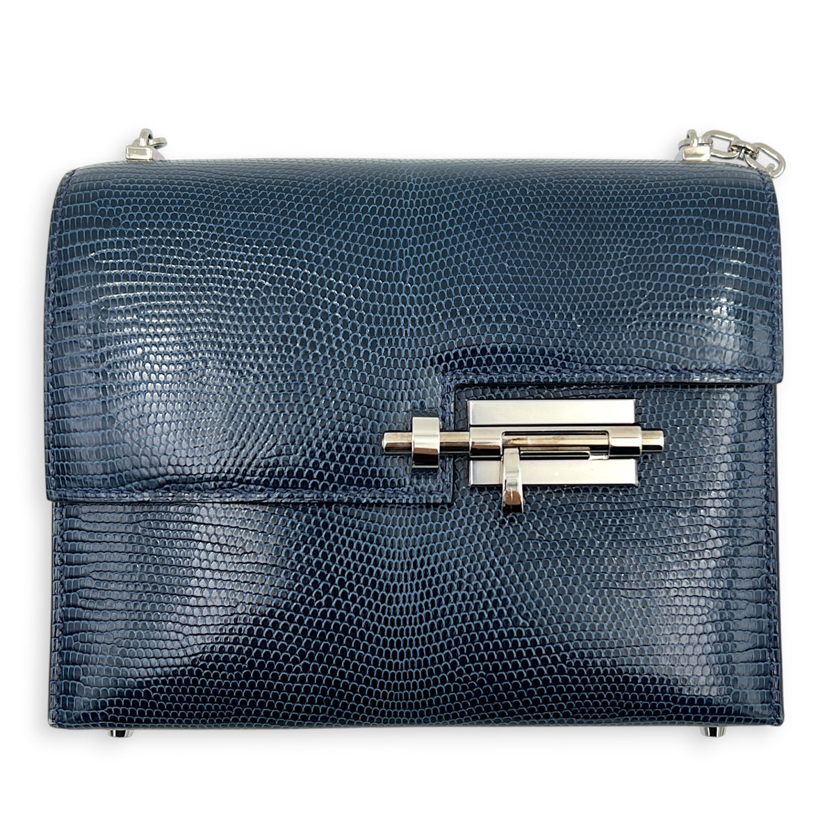 Verrou Bleu De Malte in Lizard Varanus Niloticus, Gold hardware