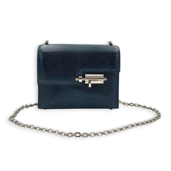 Verrou Bleu De Malte in Lizard Varanus Niloticus, Gold hardware