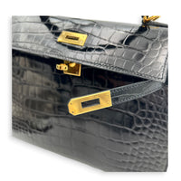 Kelly Noir in Shiny Niloticus, Gold hardware