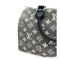 Speedy Bandouliere Top Handle Bag 25 Grey in Denim, Silver hardware
