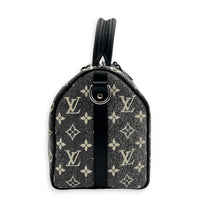 Speedy Bandouliere Top Handle Bag 25 Grey in Denim, Silver hardware