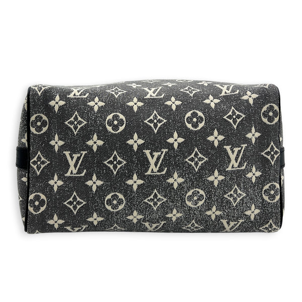 Speedy Bandouliere Top Handle Bag 25 Grey in Denim, Silver hardware