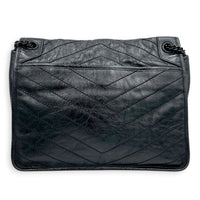 Niki Medium Black Shoulder Bag in Calfskin, Monochrome hardware