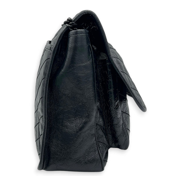 Niki Medium Black Shoulder Bag in Calfskin, Monochrome hardware