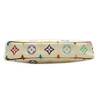 Pochette Accessoires Pouch White Multicolore in Coated Canvas, Gold hardware