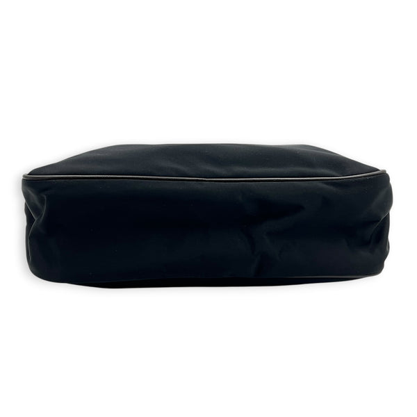 Re-Nylon Crossbody Bag Nero in Nylon, Silver hardware