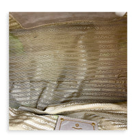 Vitello Daino Phenix Beige Top Handle Bag in Vitello Shine, Gold hardware