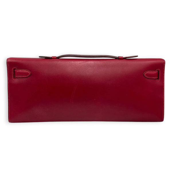 Kelly Cut Bi-Color Rubis/Rose Shocking Clutch in Tadelakt, Palladium hardware