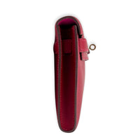 Kelly Cut Bi-Color Rubis/Rose Shocking Clutch in Tadelakt, Palladium hardware