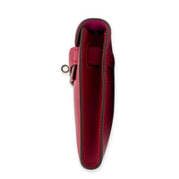Kelly Cut Bi-Color Rubis/Rose Shocking Clutch in Tadelakt, Palladium hardware
