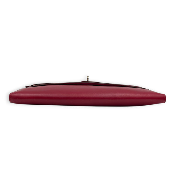 Kelly Cut Bi-Color Rubis/Rose Shocking Clutch in Tadelakt, Palladium hardware