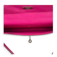 Kelly Cut Bi-Color Rubis/Rose Shocking Clutch in Tadelakt, Palladium hardware