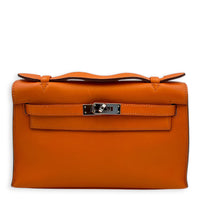 Kelly Pochette Orange H Top Handle Bag in Swift, Palladium hardware
