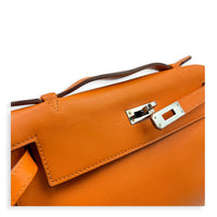 Kelly Pochette Orange H Top Handle Bag in Swift, Palladium hardware
