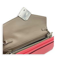 FF Diamonds Continental Grey/Pink Wallet On Chain in Calfskin, Silver hardware