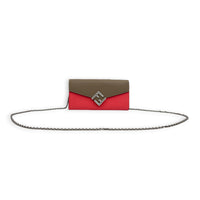 FF Diamonds Continental Grey/Pink Wallet On Chain in Calfskin, Silver hardware