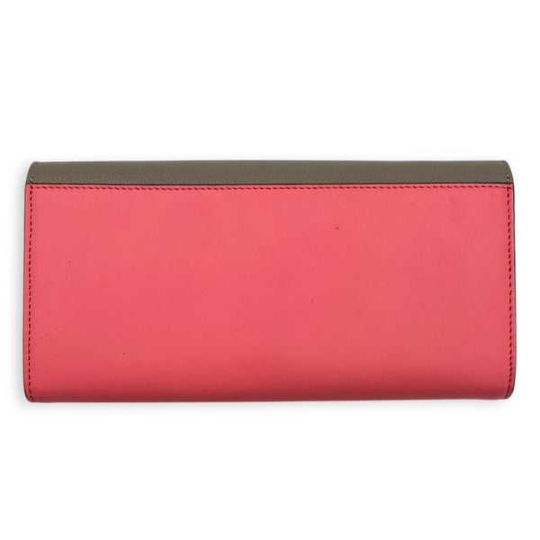 FF Diamonds Continental Grey/Pink Wallet On Chain in Calfskin, Silver hardware