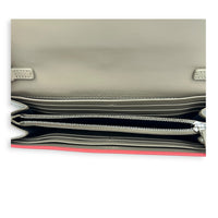 FF Diamonds Continental Grey/Pink Wallet On Chain in Calfskin, Silver hardware