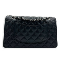 Classic Double Flap Shoulder Bag Medium Black in Caviar Leather, Silver hardware