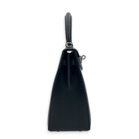 Sellier Kelly 25 Noir Top Handle Bag in Epsom, Palladium hardware