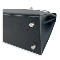 Sellier Kelly 25 Noir Top Handle Bag in Epsom, Palladium hardware