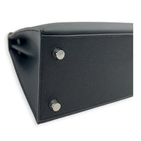 Sellier Kelly 25 Noir Top Handle Bag in Epsom, Palladium hardware