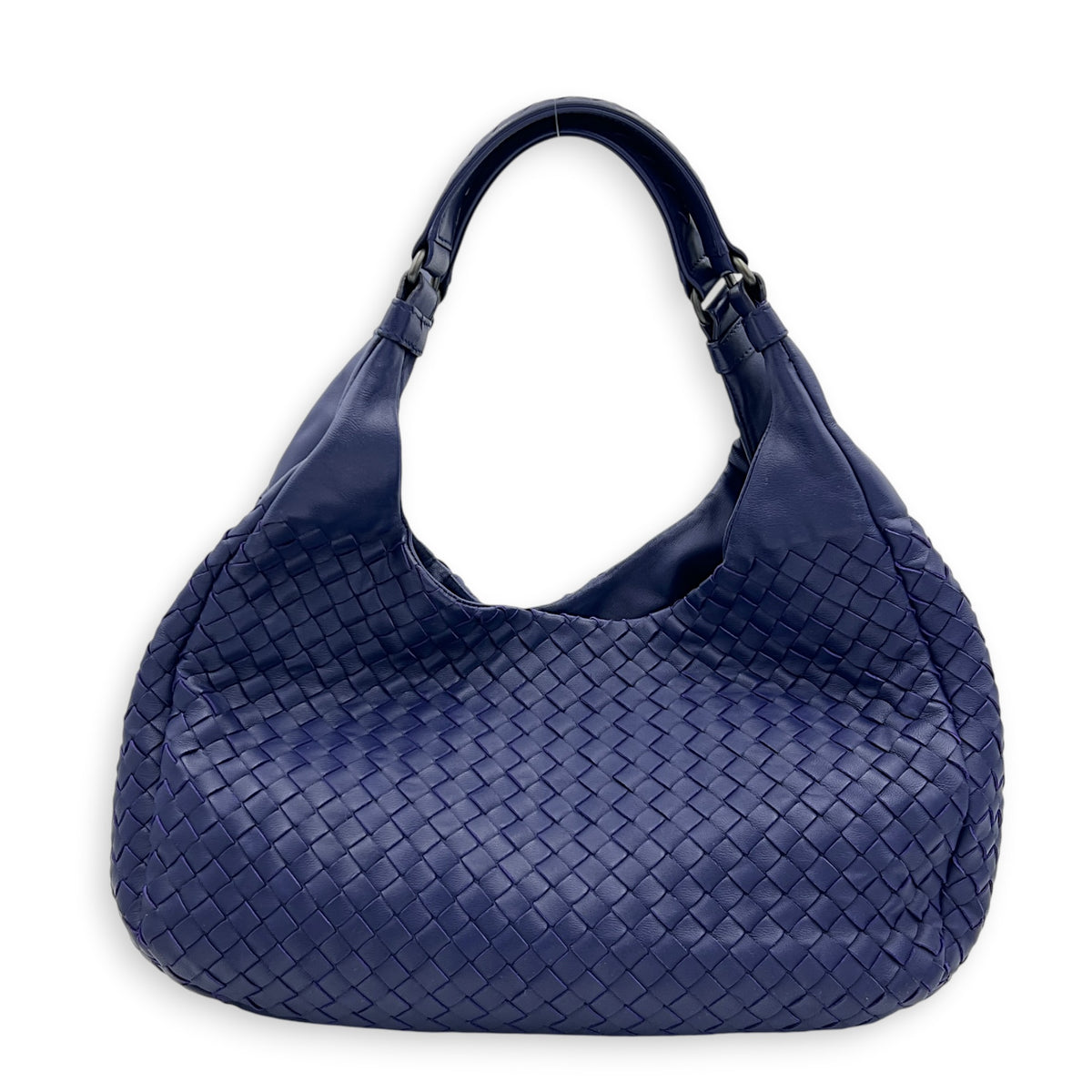 Campana Shoulder Bag Purple in Intrecciato Leather, Gunmetal hardware