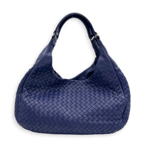 Campana Shoulder Bag Purple in Intrecciato Leather, Gunmetal hardware