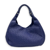 Campana Shoulder Bag Purple in Intrecciato Leather, Gunmetal hardware