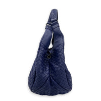 Campana Shoulder Bag Purple in Intrecciato Leather, Gunmetal hardware