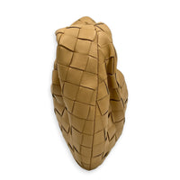 Jodie Camel Shoulder Bag in Intrecciato Leather, Gold hardware