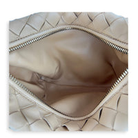 Jodie Camel Shoulder Bag in Intrecciato Leather, Gold hardware