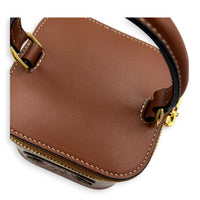 Triomphe Mini Brown Vanity Bag in Calfskin, Gold hardware