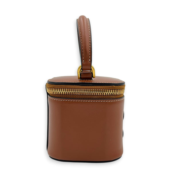 Triomphe Mini Brown Vanity Bag in Calfskin, Gold hardware