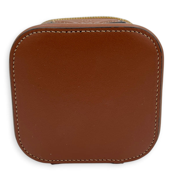Triomphe Mini Brown Vanity Bag in Calfskin, Gold hardware