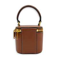 Triomphe Mini Brown Vanity Bag in Calfskin, Gold hardware