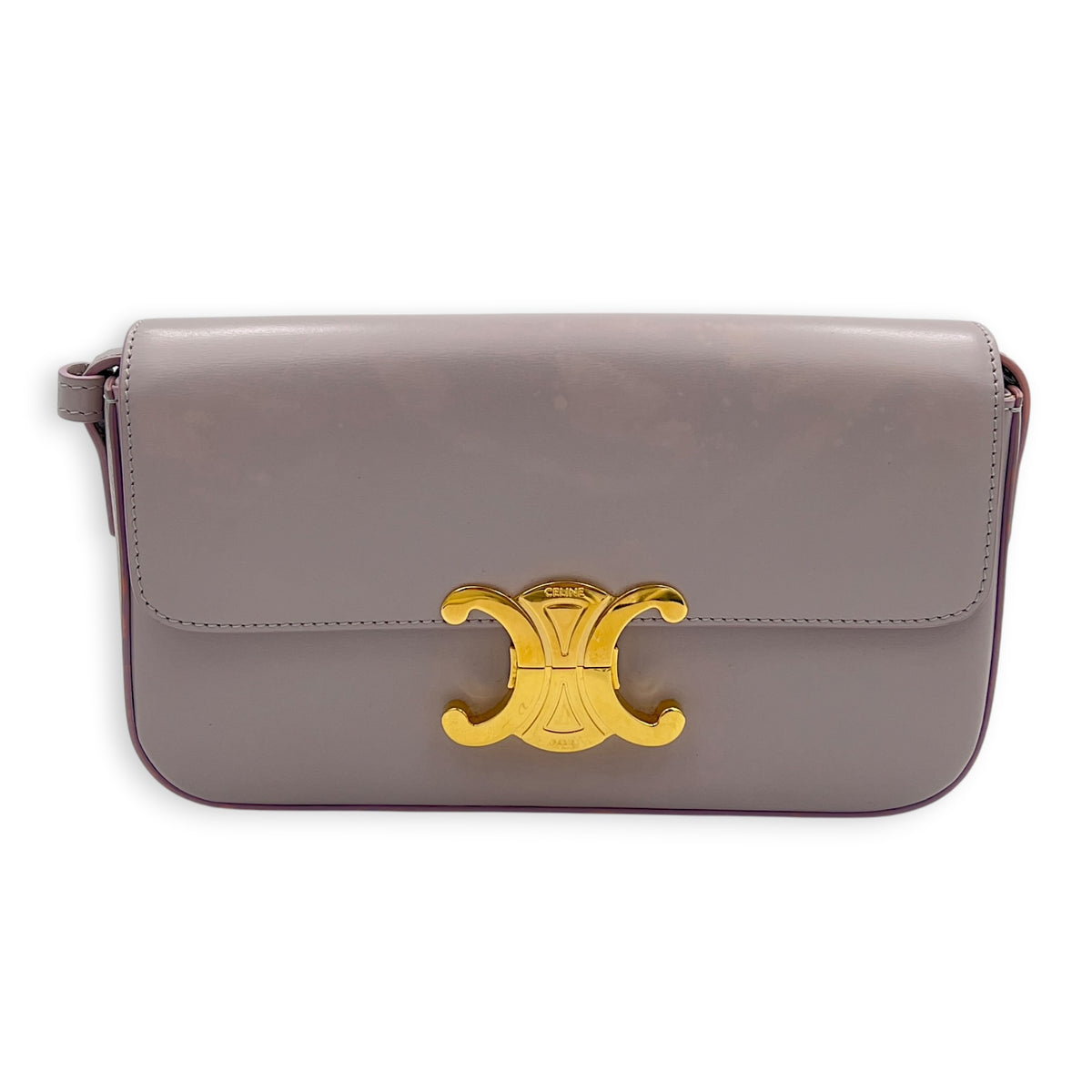 Triomphe Claude Purple Shoulder Bag in Calfskin, Gold hardware