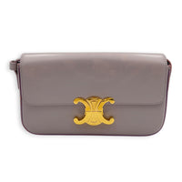 Triomphe Claude Purple Shoulder Bag in Calfskin, Gold hardware