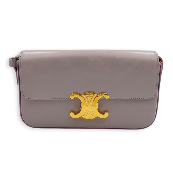 Triomphe Claude Purple Shoulder Bag in Calfskin, Gold hardware