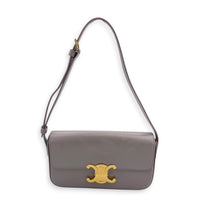 Triomphe Claude Purple Shoulder Bag in Calfskin, Gold hardware
